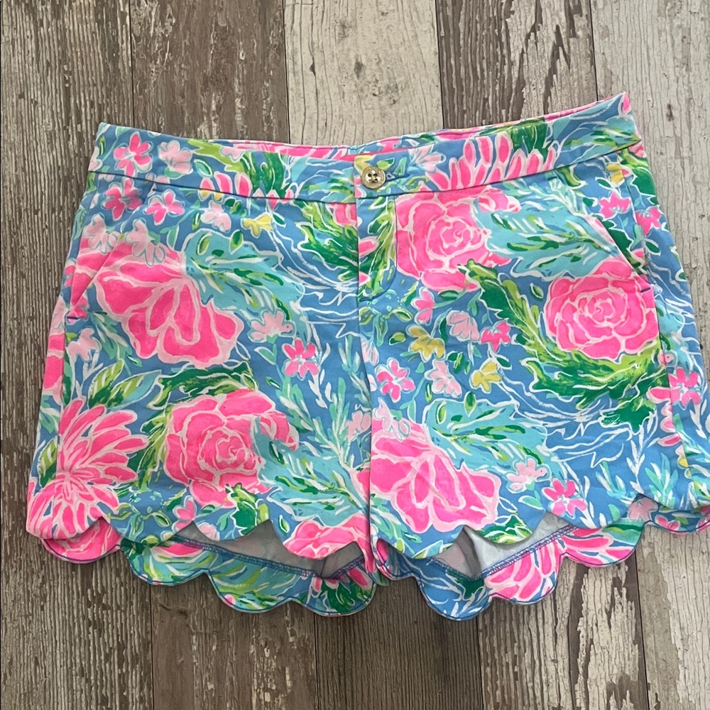 Lilly Pulitzer Blue and Pink Floral High Waist Shorts